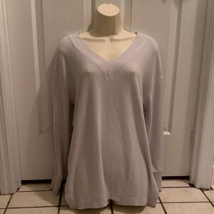 LOFT Light Lavender Gray V-Neck Sweater Top